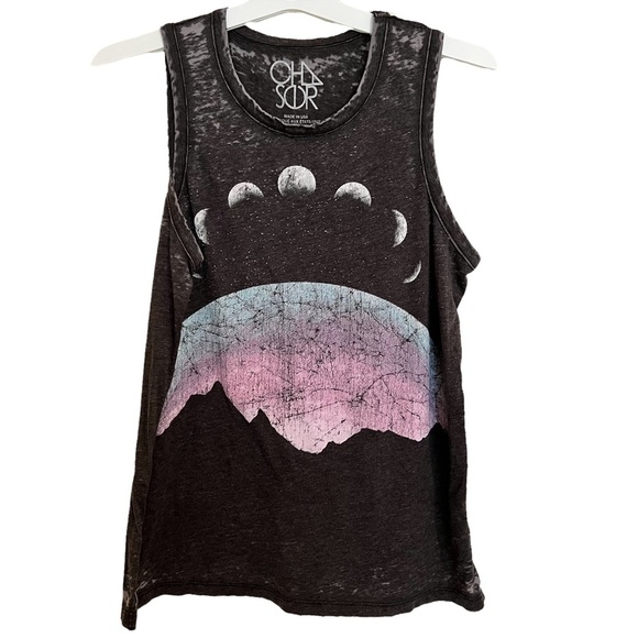 Chaser Tops - Chaser Phases of Moon Burnout Tank Size medium Gray